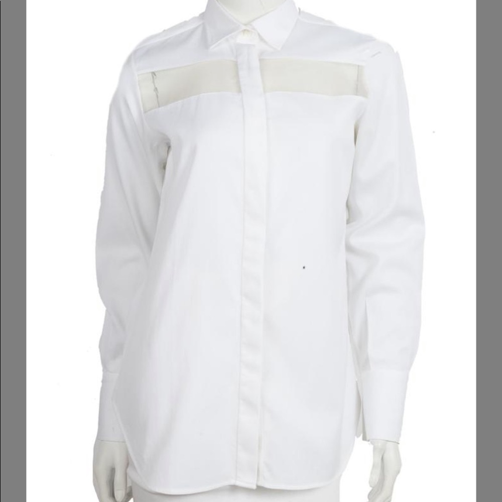 Valentino white button down with sheer pane
